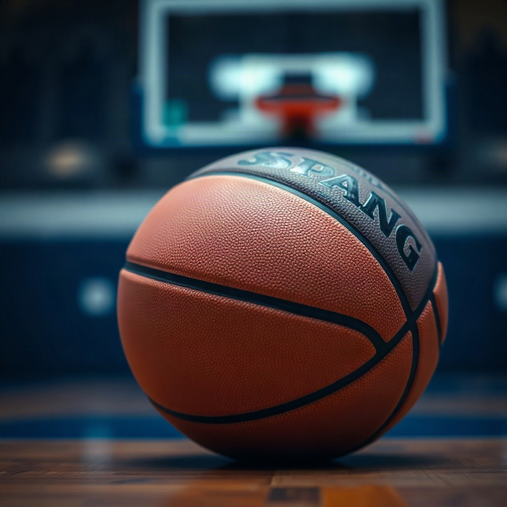 Basketball on hardwood