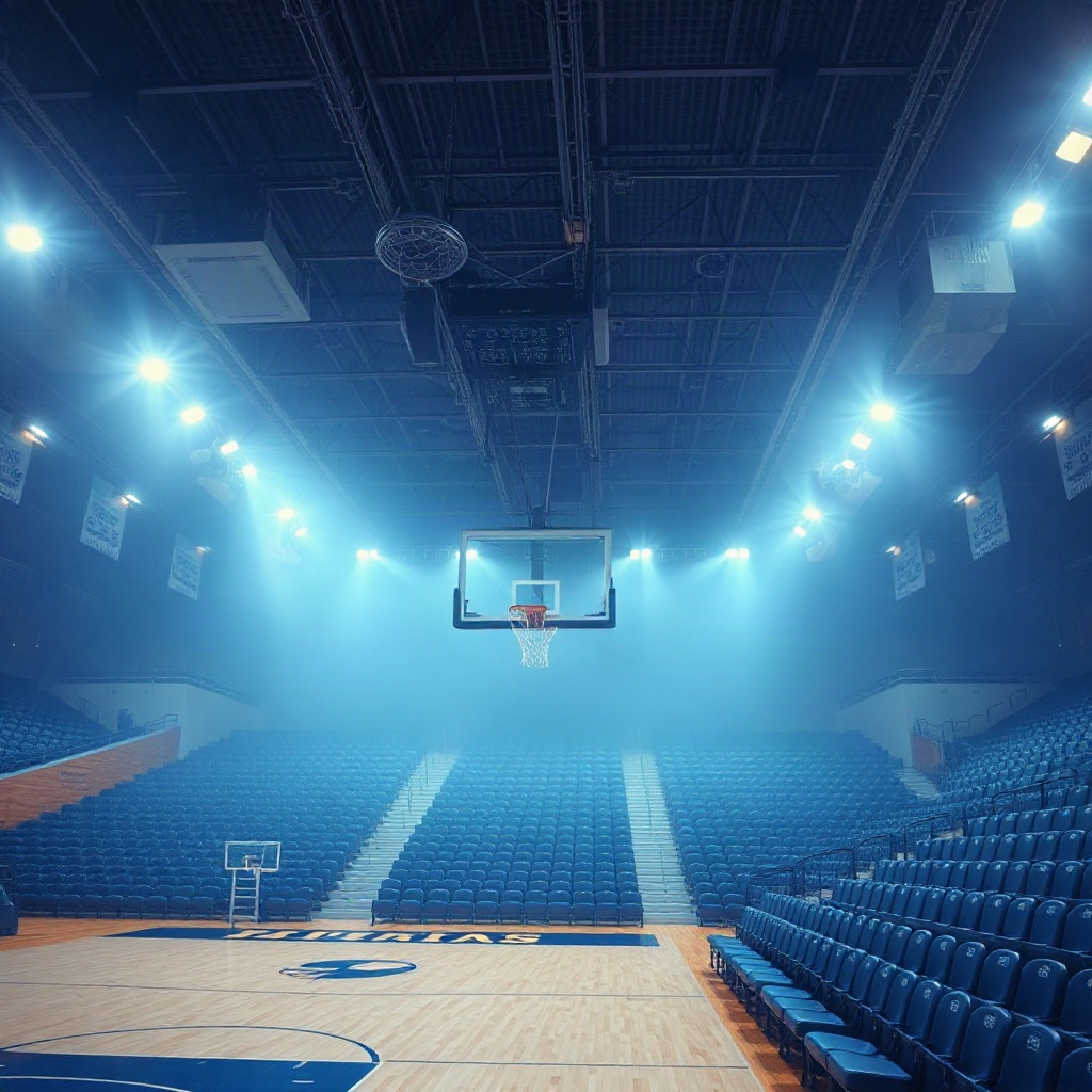 Arena lights over bleachers